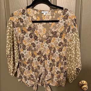 Nostalgia Olive and Orange Floral Blouse